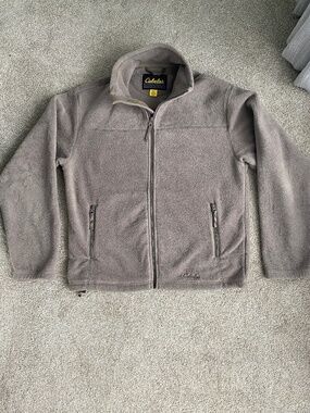 Cabela's Sage Green Khaki Fleece Jacket Thick & Warm Medium